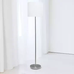 Kirklands Home Minimal Brushed Nickel Stem Floor Lamp White Discount