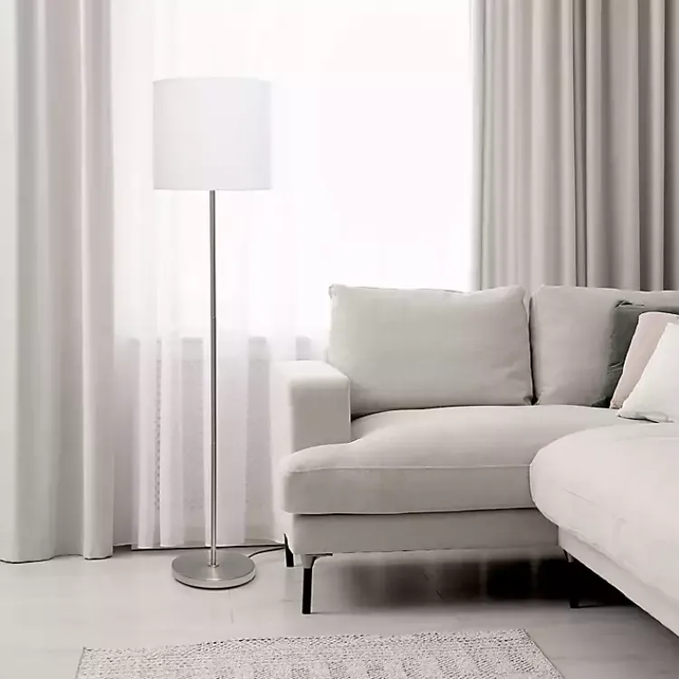 Kirklands Home Minimal Brushed Nickel Stem Floor Lamp White Discount