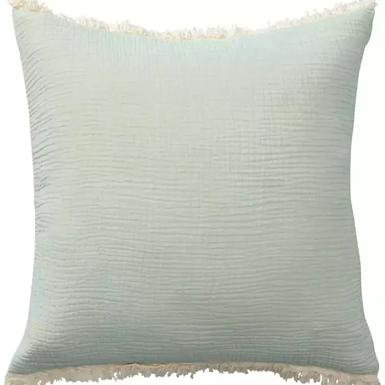 Pillows>Kirklands Home Mint Gauze Organic Fringe Throw Pillow Green