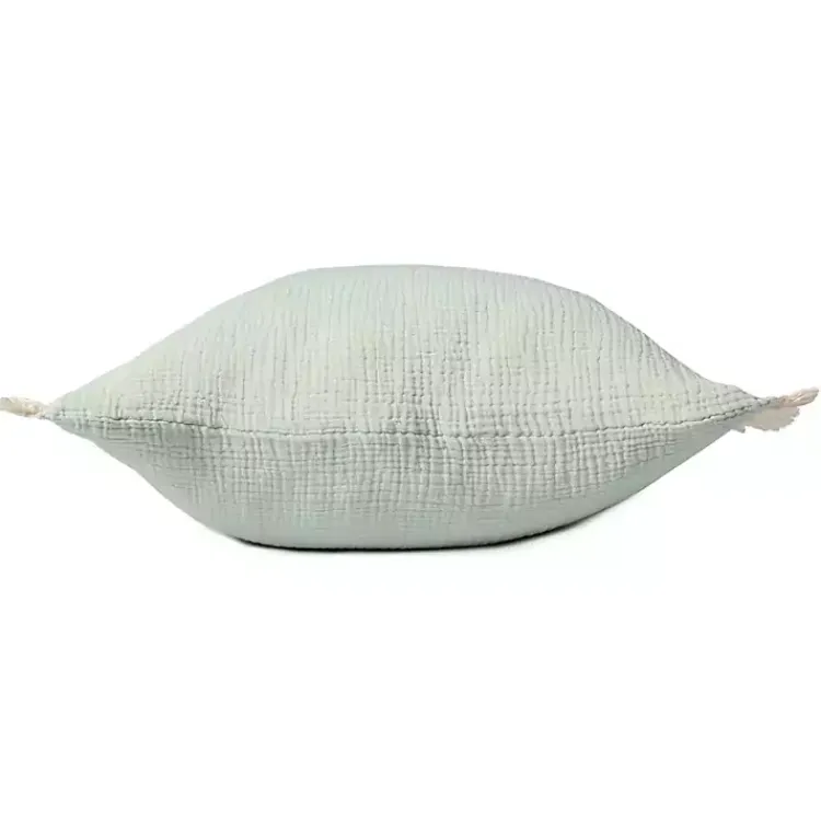 Pillows>Kirklands Home Mint Gauze Organic Fringe Throw Pillow Green