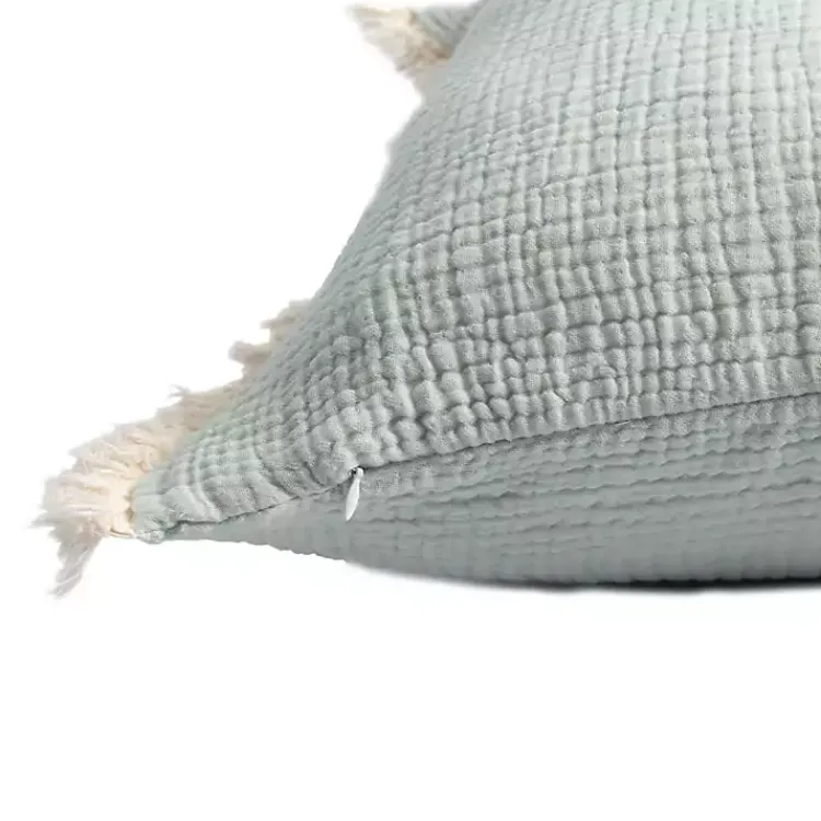Pillows>Kirklands Home Mint Gauze Organic Fringe Throw Pillow Green