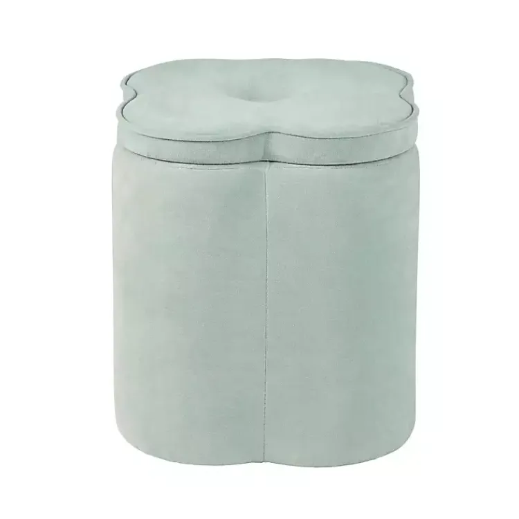 Kirklands Home Mint Chenille Flower Storage Ottoman Green Online