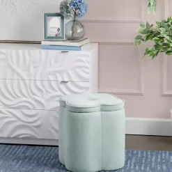 Kirklands Home Mint Chenille Flower Storage Ottoman Green Online