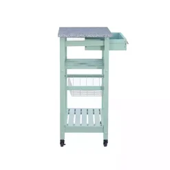 Kirklands Home Mint Rolling Kitchen Cart with Granite Top Green Discount