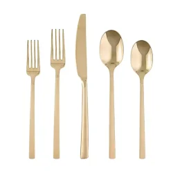 Kirklands Home Mirrored Champagne Steel 20-pc. Flatware Set Gold