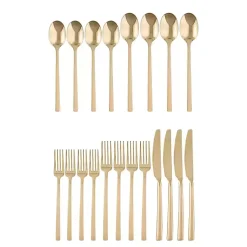 Kirklands Home Mirrored Champagne Steel 20-pc. Flatware Set Gold