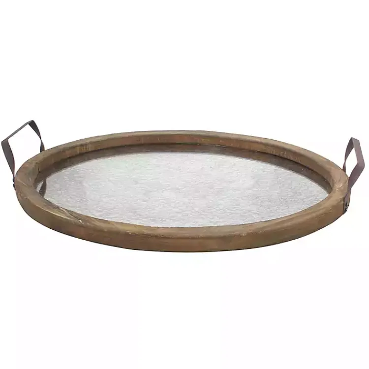 Decorative Trays>Kirklands Home Mirrored Wood Oval Tray