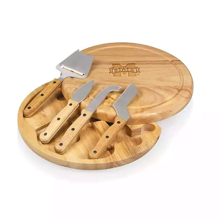 Kirklands Home Mississippi State Cheese Board and Tool Set Tan New