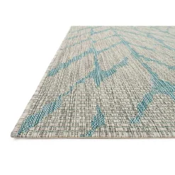Kirklands Home Mist and Aqua Chevron Outdoor Area Rug, 5x7