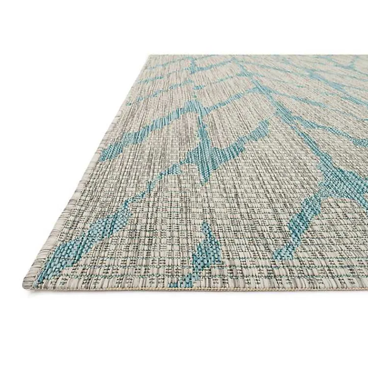 Kirklands Home Mist and Aqua Chevron Outdoor Area Rug, 5x7