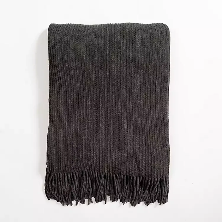 Blankets & Throws>Kirklands Home Mist Chenille Ribbed Throw Green