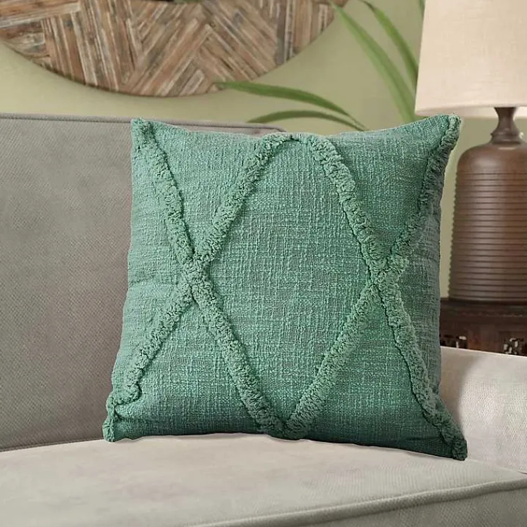 Pillows>Kirklands Home Misty Jade Tufted Diamond Pillow, 18 in. Green