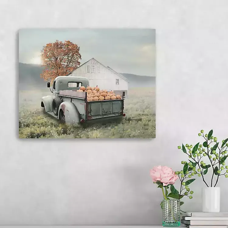 Fall>Kirklands Home Misty Pumpkin Farm Harvest Canvas Wall Art