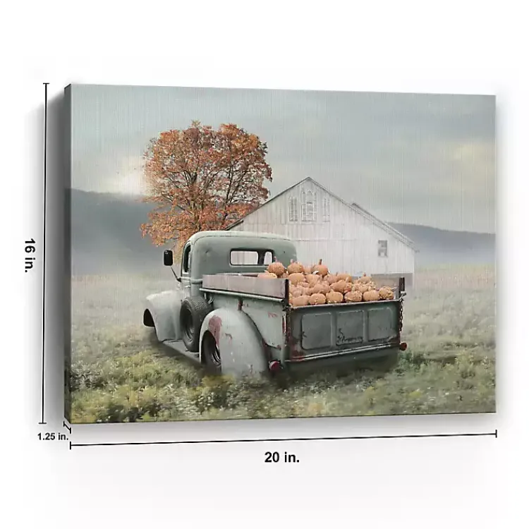 Fall>Kirklands Home Misty Pumpkin Farm Harvest Canvas Wall Art