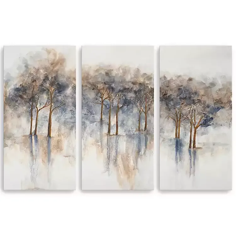 Kirklands Home Misty Woods Canvas Art Prints, Set of 3 White New