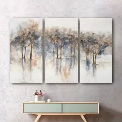 Kirklands Home Misty Woods Canvas Art Prints, Set of 3 White New