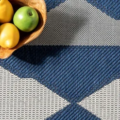 Kirklands Home Mitchell Blue Geo Diamonds Outdoor Rug, 5x8 Sale