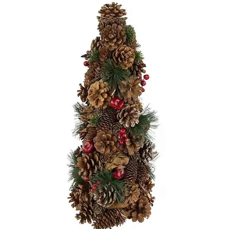 Christmas Decorations>Kirklands Home Mixed Foliage and Apple Cone Christmas Tree Brown