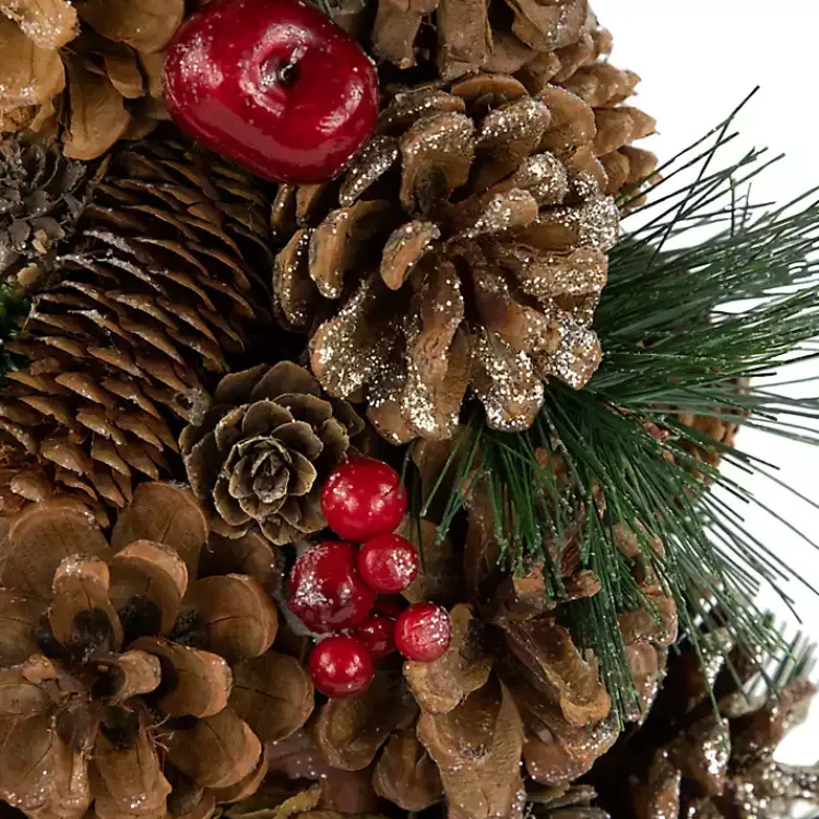 Christmas Decorations>Kirklands Home Mixed Foliage and Apple Cone Christmas Tree Brown