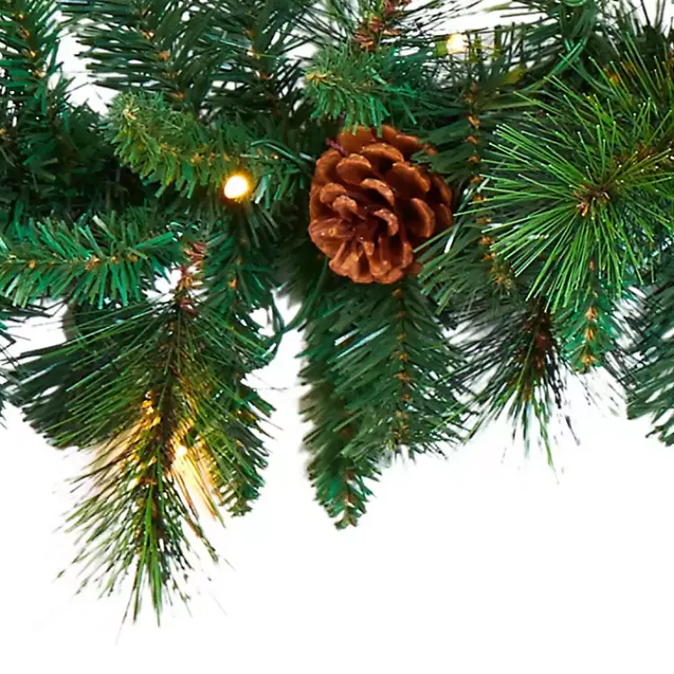 Arrangements & Greenery>Kirklands Home Mixed Pine Clear LED Lighted Garland Green
