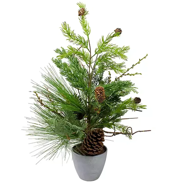 Trees & Topiaries>Kirklands Home Mixed Pine Potted Christmas Tree Green
