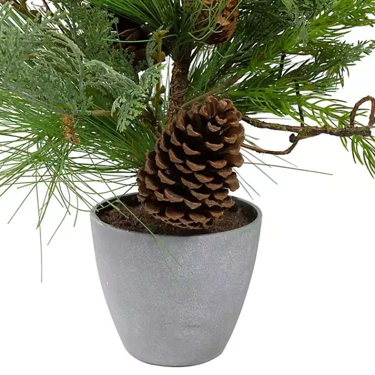 Trees & Topiaries>Kirklands Home Mixed Pine Potted Christmas Tree Green