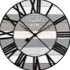 Kirklands Home Mixed Plank and Black Metal Wall Clock New