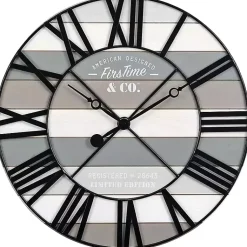 Kirklands Home Mixed Plank and Black Metal Wall Clock New