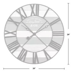 Kirklands Home Mixed Plank and Black Metal Wall Clock New
