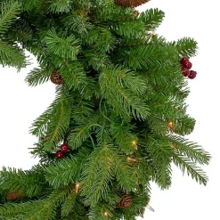 Christmas Wreaths>Kirklands Home Mixed Winterberry Pinecone Pre-Lit Wreath