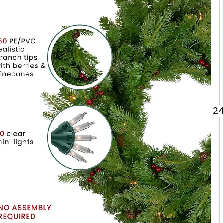 Christmas Wreaths>Kirklands Home Mixed Winterberry Pinecone Pre-Lit Wreath