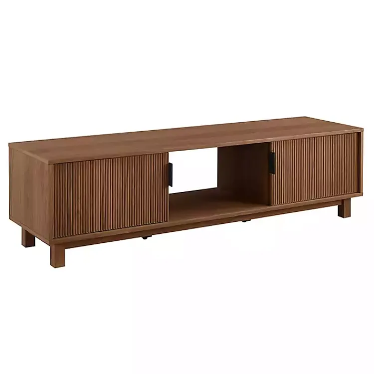 Kirklands Home Mocha Fluted 2-Door Compact TV Stand Brown Hot