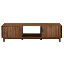 Kirklands Home Mocha Fluted 2-Door Compact TV Stand Brown Hot