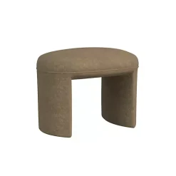 Kirklands Home Mocha Oval Upholstered Ottoman Brown New