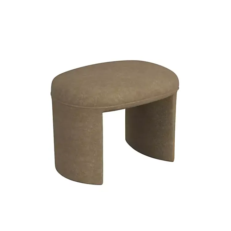 Kirklands Home Mocha Oval Upholstered Ottoman Brown New