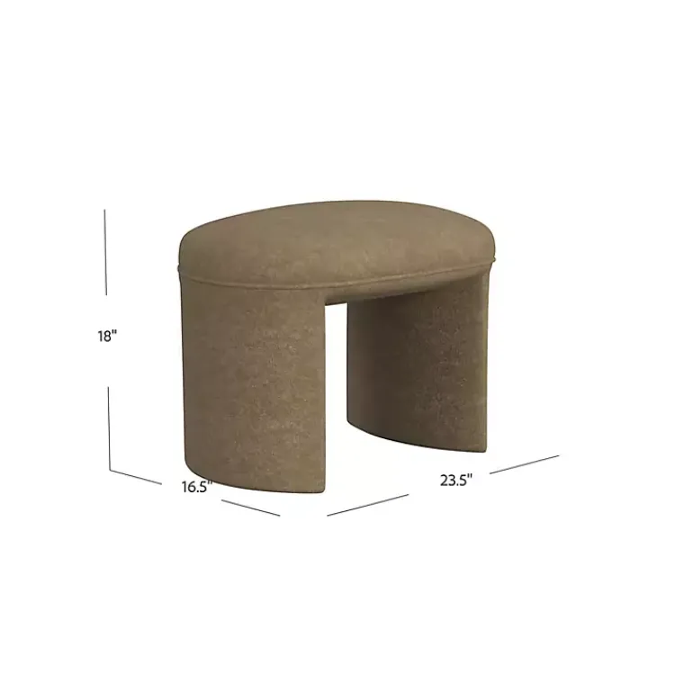 Kirklands Home Mocha Oval Upholstered Ottoman Brown New
