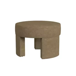 Kirklands Home Mocha Round Upholstered Ottoman Brown Clearance