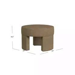 Kirklands Home Mocha Round Upholstered Ottoman Brown Clearance
