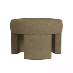 Kirklands Home Mocha Round Upholstered Ottoman Brown Clearance