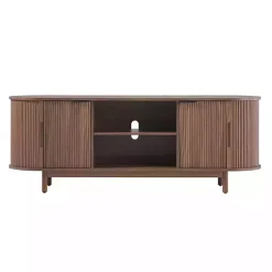 Kirklands Home Mocha Wood Reeded Oval TV Stand Brown