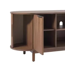 Kirklands Home Mocha Wood Reeded Oval TV Stand Brown