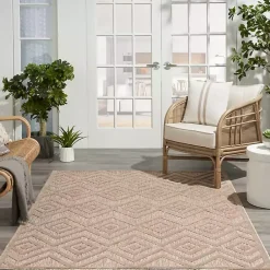 Kirklands Home Mocha Diamond Outdoor Area Rug, 6x9 New