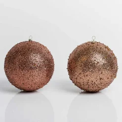 Christmas Ornaments>Kirklands Home Mocha Glitter Beaded 2-pc. Ornament Set, 6 in. Brown