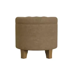 Kirklands Home Mocha Velvet Tufted Storage Ottoman Brown New
