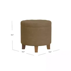 Kirklands Home Mocha Velvet Tufted Storage Ottoman Brown New