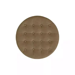 Kirklands Home Mocha Velvet Tufted Storage Ottoman Brown New