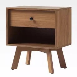 Kirklands Home Mocha Wood Mid-century Modern Nightstand Brown Outlet
