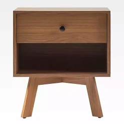 Kirklands Home Mocha Wood Mid-century Modern Nightstand Brown Outlet