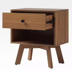 Kirklands Home Mocha Wood Mid-century Modern Nightstand Brown Outlet