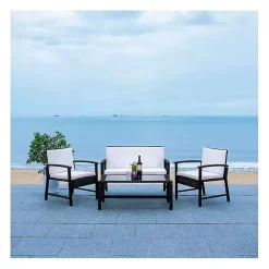 Kirklands Home Modern Wicker 4-pc. Outdoor Living Set Black Outlet